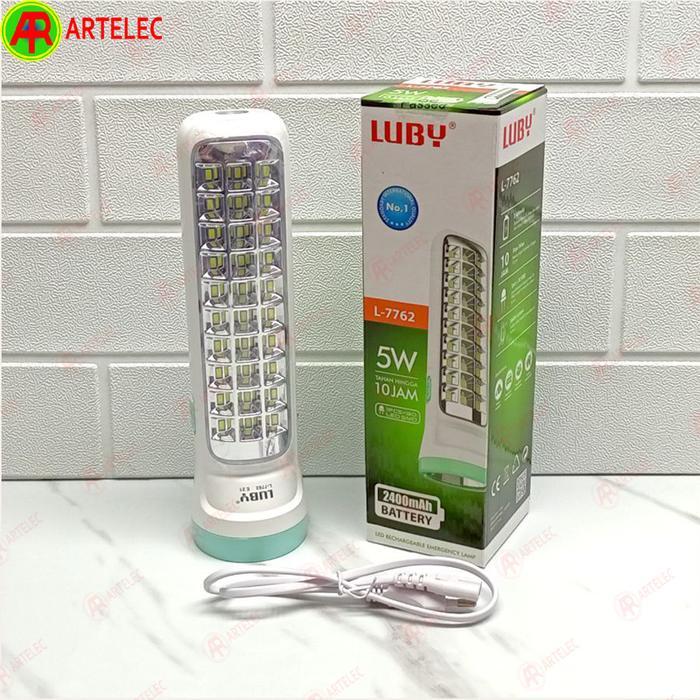 Lampu Led Emergency Luby L-7762 Lampu Darurat Portable Bisa Di Cas Original