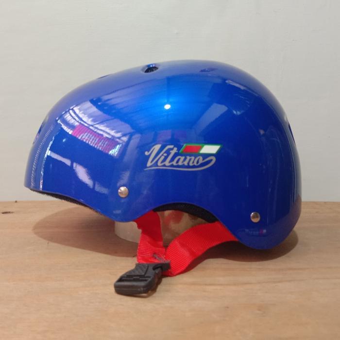 ASLI HELM SEPEDA VITANO BLUE GLOSSY READY STOCK