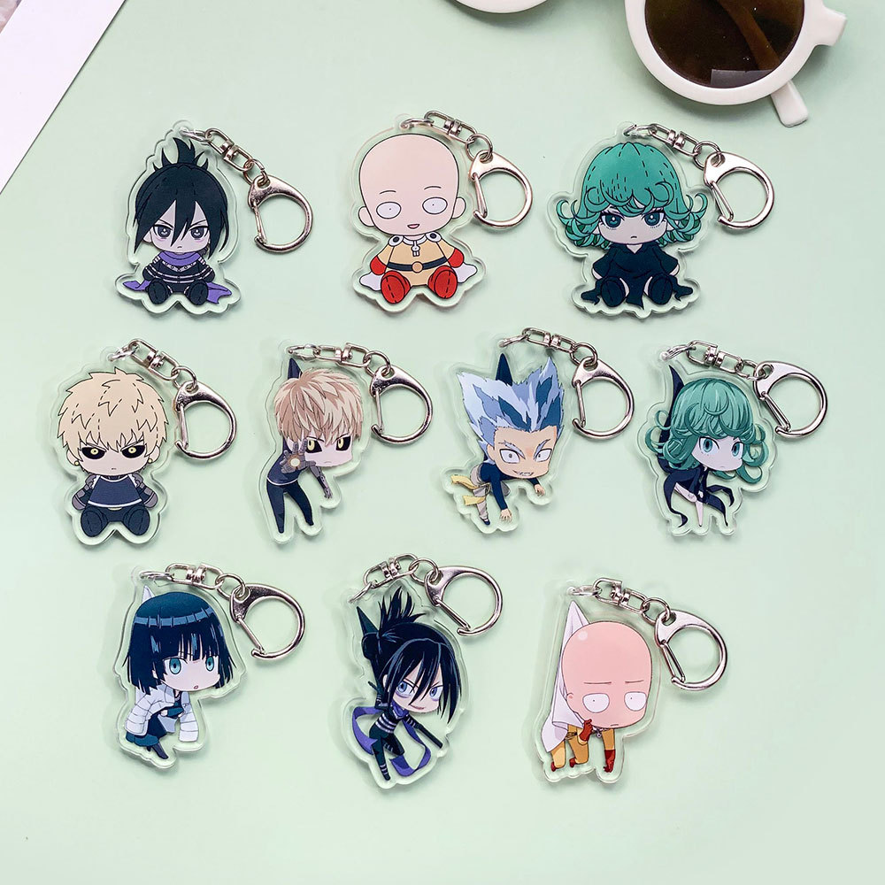 10PCS Anime Characters One-Punch Man Acrylic Classic Keychain Accessories Bag Charms Backpack