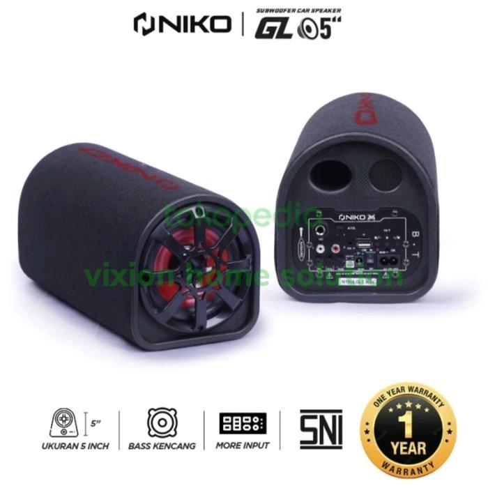 Subwoofer Mobil NIKO GL5 Speaker Tabung 5 inch 30 Watt Bluetooth Radio