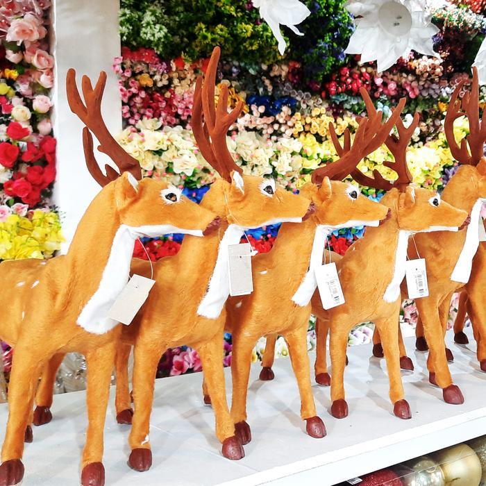 Ornamen Natal Boneka Rusa Natal Pajangan Natal Rusa 45CM