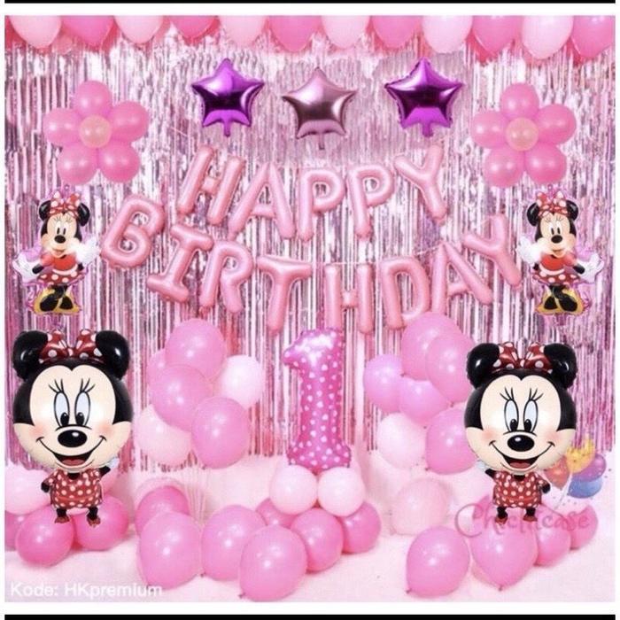 Dekor Tema Minnie Mouse/Dekor Pink/Dekor Ultah Anak Cewe