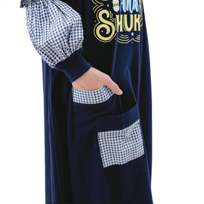 DISKON SHIBAKIDS Gamis Anak Perempuan Mouza Series Bahan Kaos Lengan Katun Jepang Sablon Rubber