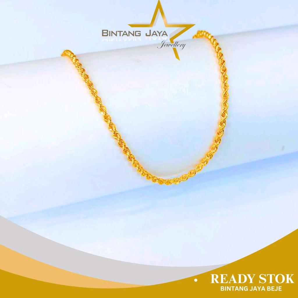 Gelang Emas Asli - Tambang Kait – Kadar 8K – Berat 0.89gr – Panjang 17.5CM – Rantai Tambang Elegan –