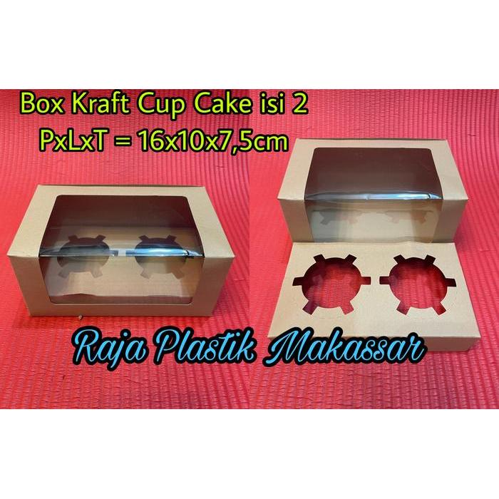 Box Cake / Dos Kue / Box Mika Kraft Cup Cake Isi 2 /Dos Mika Kraft kue