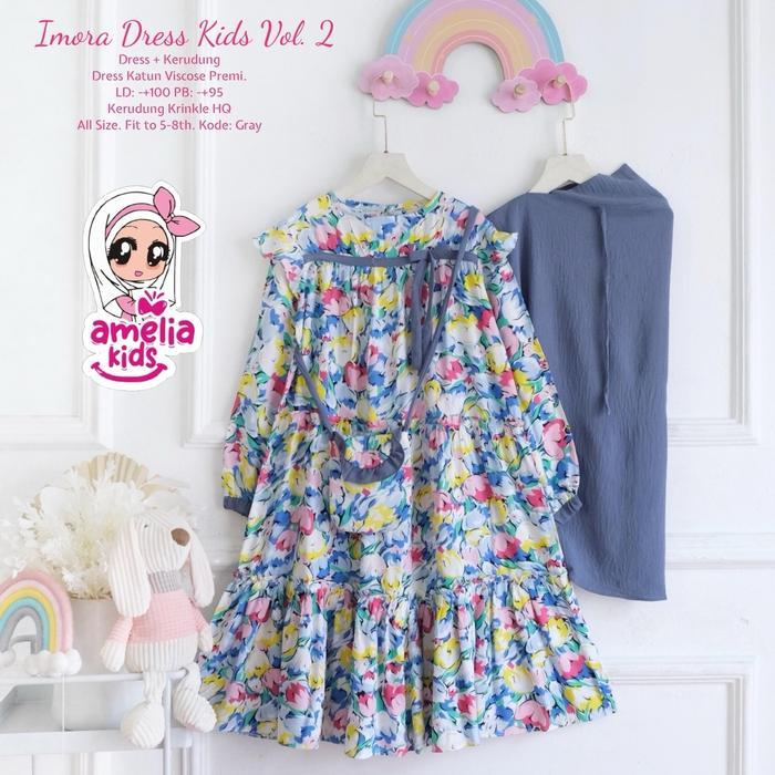 HOT DEALS Setelan Gamis dan Jilbab Anak 5-8 Tahun Imora Dress Set by Amelia Kids - Baju Muslim
