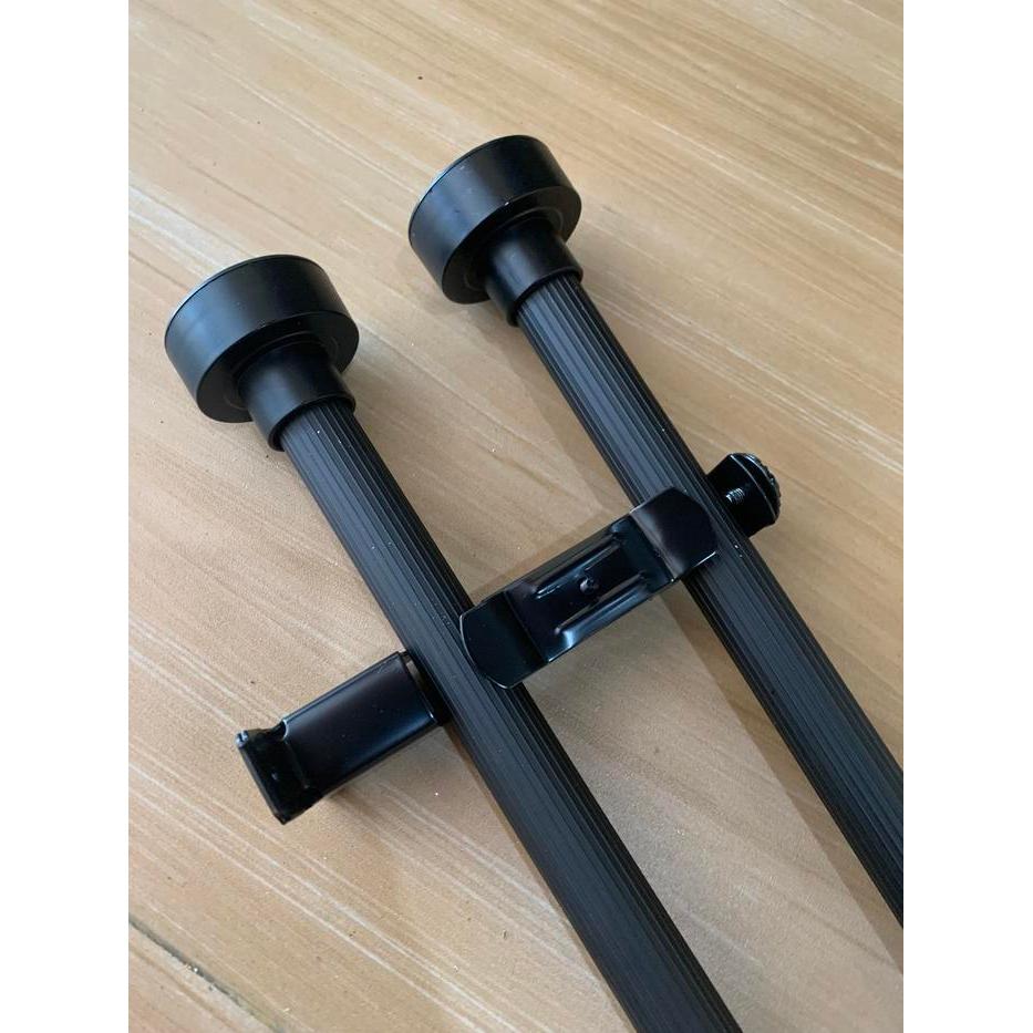 FMLY- Batang Gorden Black Doff Double Full Set Besi Tiang Hordeng Ganda Minimalis Tirai