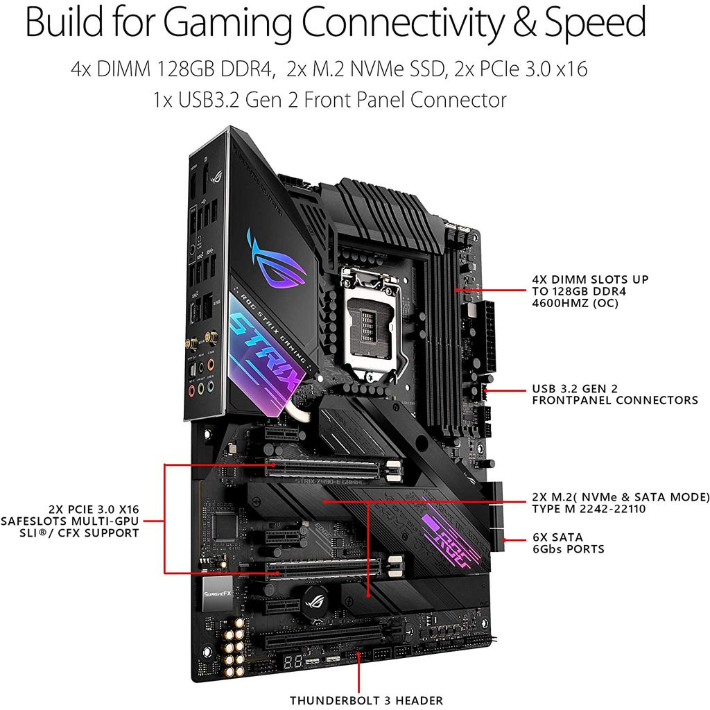 - Lga 1200 Intel Z490 Motherboard Asus Rog Strix Z490-E Gaming Ddr4