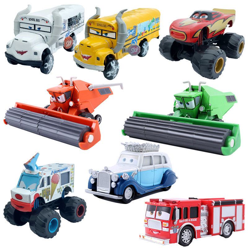 Cars 2 Disney Pixar Car 3 Monster Lightning McQueen Miss Fritter Frank bulldozer truck Diecast Model