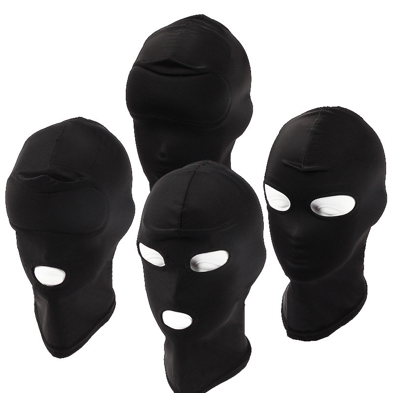 Black Uni Women Mens Cosplay Face Mask Open Eyes And Mouth Headgear Full Face Mask Hood For Role