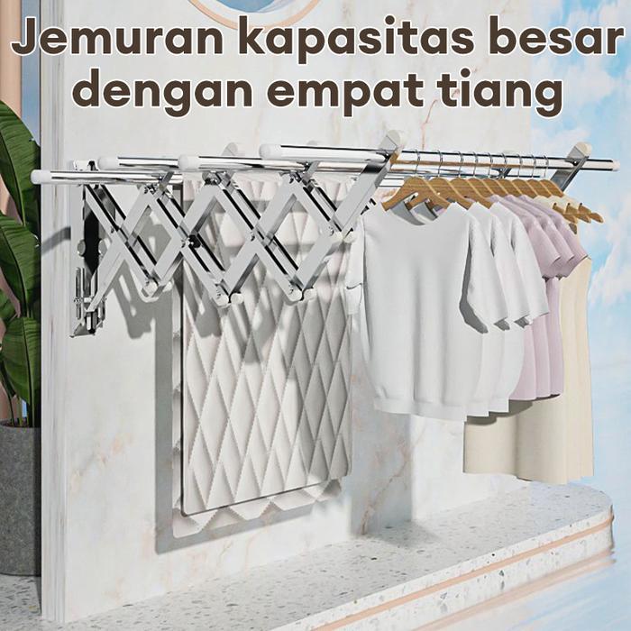 SIAPKIRIM NA Jemuran Dinding Lipat Stainless 200CM/120cm/180cm Jemuran Baju Pakaian Dinding Jemuran