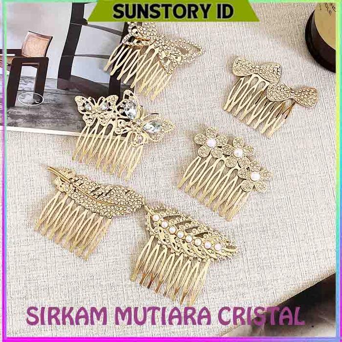 SIRKAM RAMBUT MUTIARA CRISTAL KOREA PREMIUM / SISIR SIRKAM MUTIARA / SIRKAM AKSESORIS TUSUK KONDE