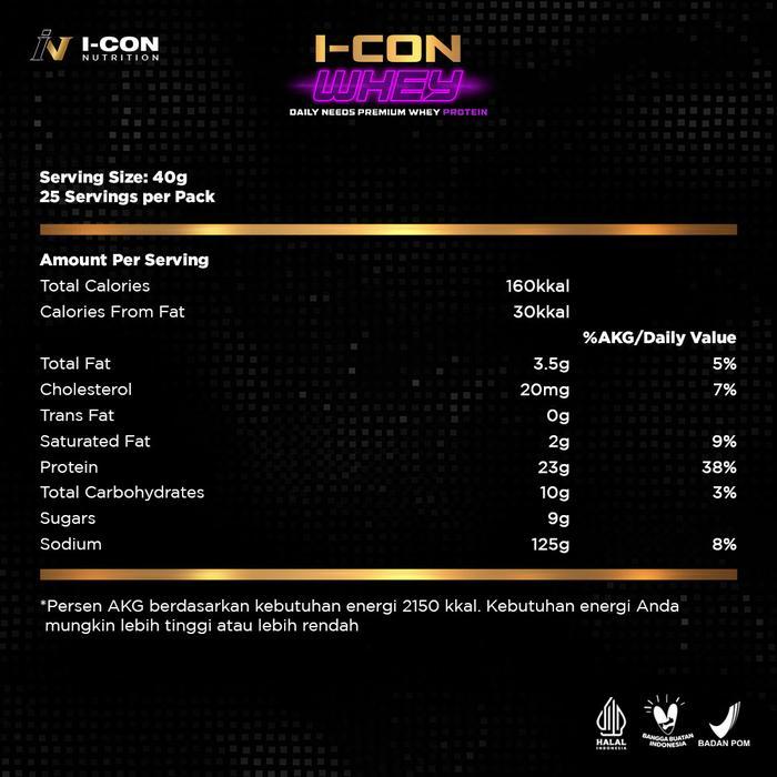 Promo I-Con Nutrition Icon Whey Protein Kualitas Tinggi 1Kg Rasa Creamy Banana 24G Protein Isolate &