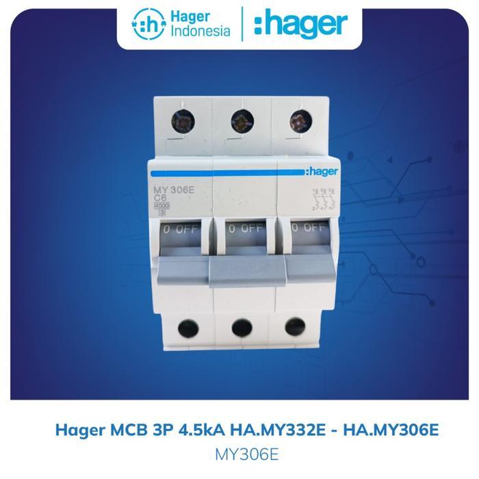 Hager Mcb 6A 6 Ampere 3 Phase 4.5Ka - My306E