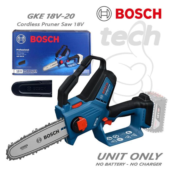 Gergaji Mesin Potong Kayu Baterai Cordless Pruner Saw Mini Chainsaw 18V Bosch GKE 18V-20  - Unit Onl