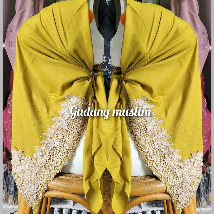 New- hijab segi empat renda payet / kerudung segi empat renda Cantik Voal Muslim
