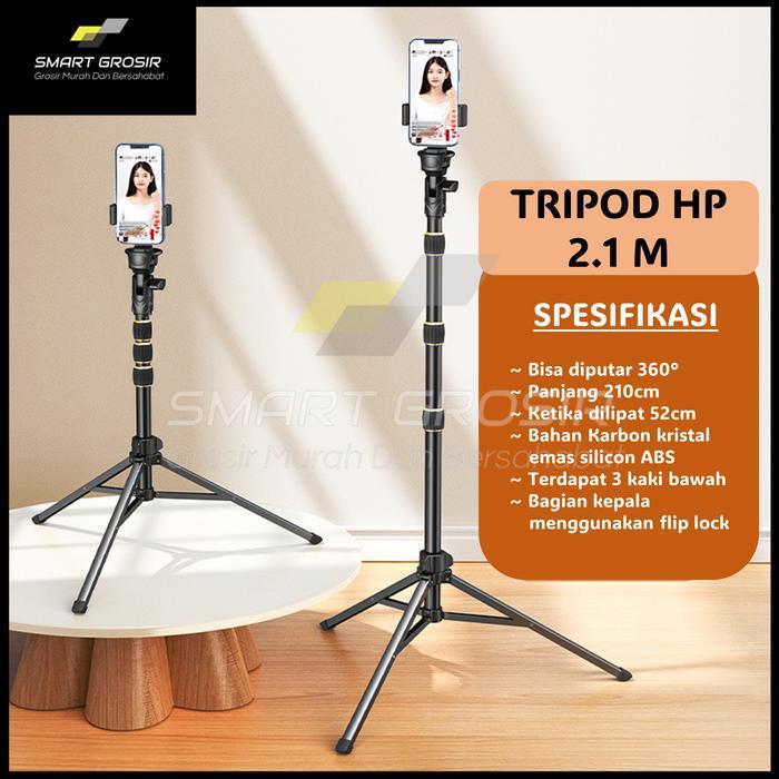 Tripod Handphone 2 Meter Besi Holder/Tripod Hp Ring Light 2 Meter Live Streaming/Tripod 2,1 Meter/