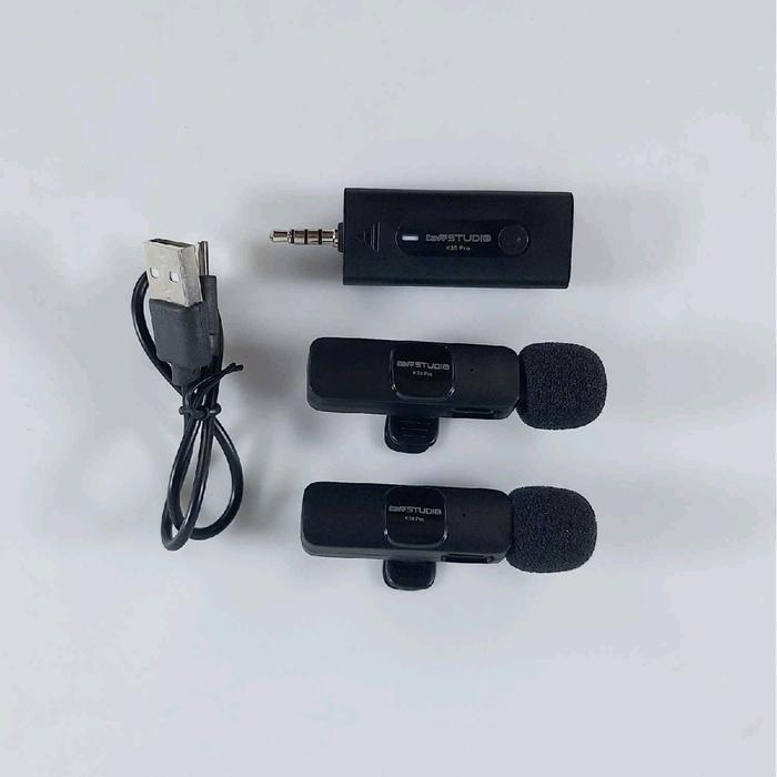 Mic Mikrofon Jepit Wireless Clip On Microphone Hp Speaker Noise Reduction 3.5Mm Dapat 2 Mic