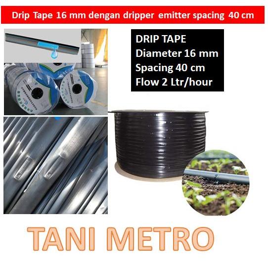 Selang Drip Tape 16 mm, Emitter spacing 40 cm. Drip irrigation.