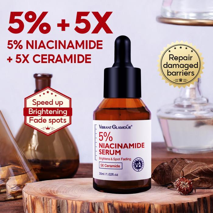 Niacinamide Serum Pencerah Memudarkan Flek Hitam Bintik-bintik Melasma Perbaikan Penghalang Kulit 5X