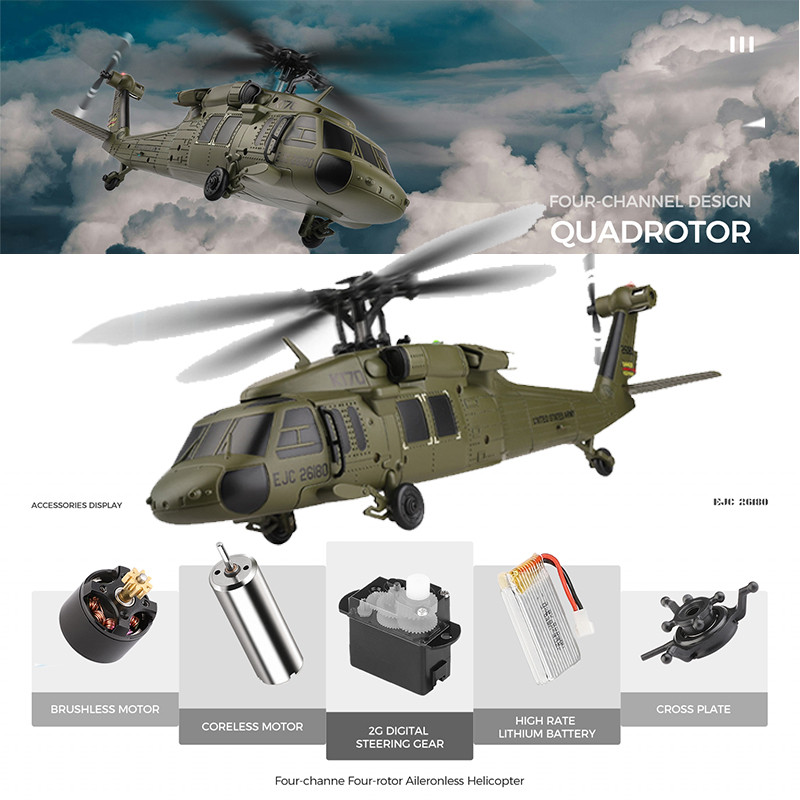 Wltoys K170 RC Helicopter UH-60L 4 Channel Remote Control brushless Helicopters with Gyro and LED