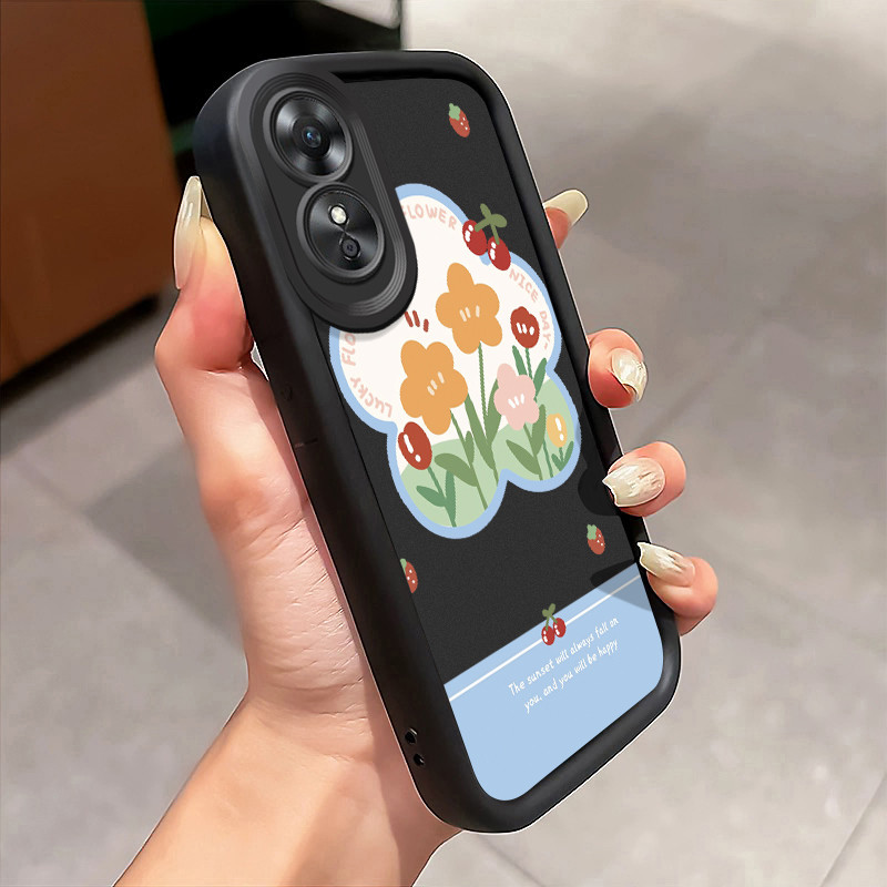 Casing Hp OPPO A17 OPPO A17K Case Casing Bunga Graffiti pola Kasus HP Tangga Langit Mewah Silikon So