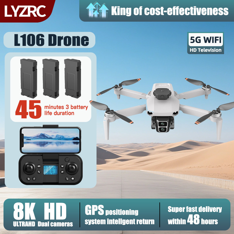 Lyzrc L106 Max Drone Wifi 5G Professional 8K Hd Camera Gps Fpv Obstacle Avoidance Brushless Motor