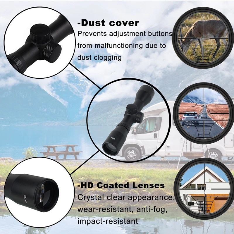 - 4X32 Tactical Rifle Scope Mirror Optical Shot Scope Telescope With