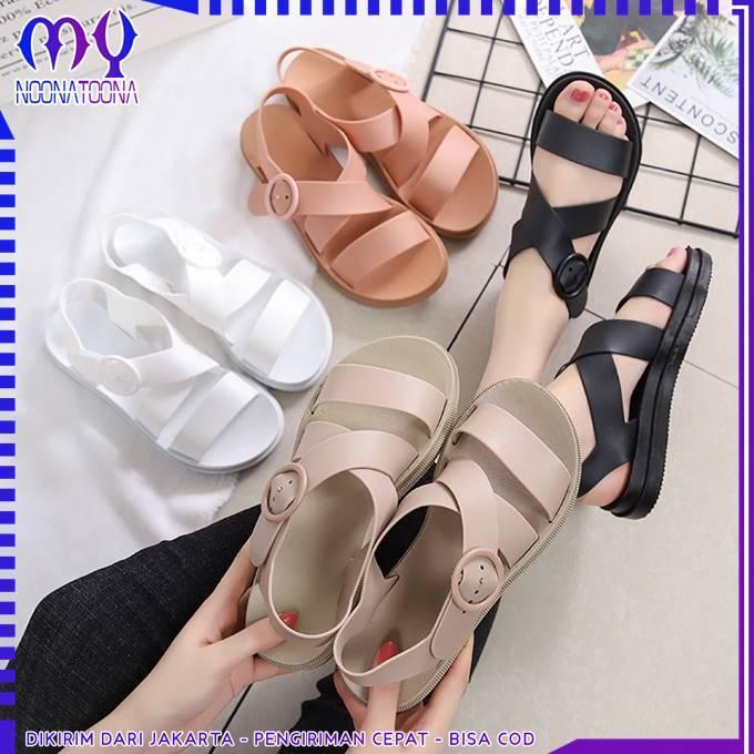 TERMURAH Sandal Gladiator Silang Wanita 6498 Sendal Jelly Karet Tali Silang