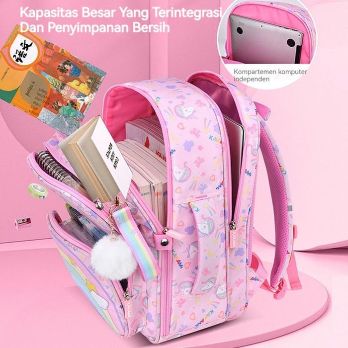 fguh- Tas Sekolah Anak Perempuan Anti Air Model Pelangi Import, Tas Sekolah Anak Perempuan