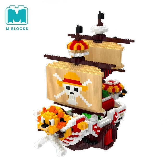 Mblocks Nano Block Kapal Thousand Sunny Ship One Piece 3D Medium Karakter Animasi Bricks Hiasan