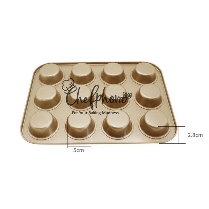 Loyang Chefphora Mini Cupcake Muffin Bolu Pie Cheese Cake Mouse 12cup