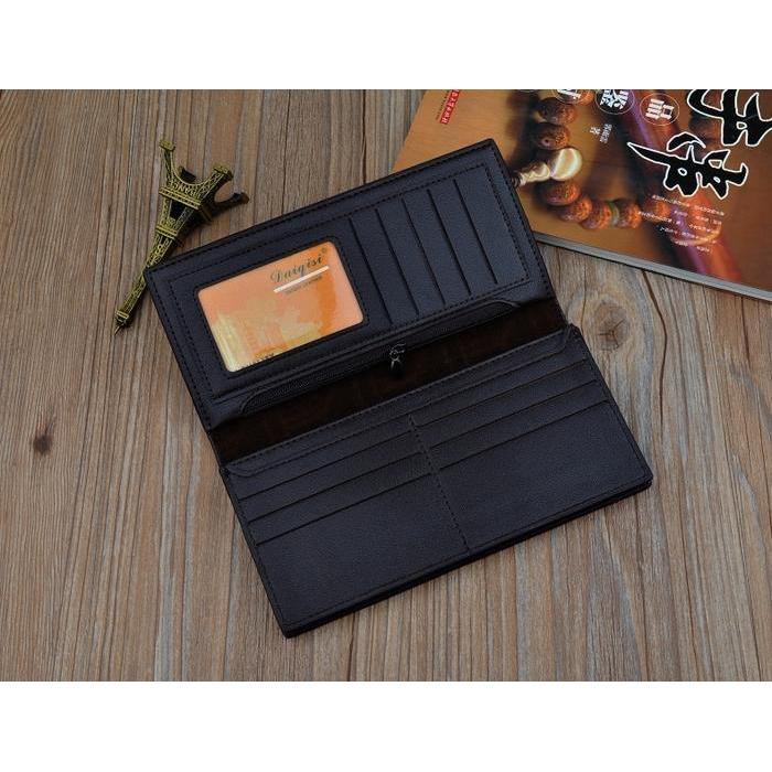 pita DOMPET LIPAT PRIA PANJANG PREMIUM KULIT HITAM DAIQISI EVULO WA403B5 KARTU UANG TIPIS COWOK