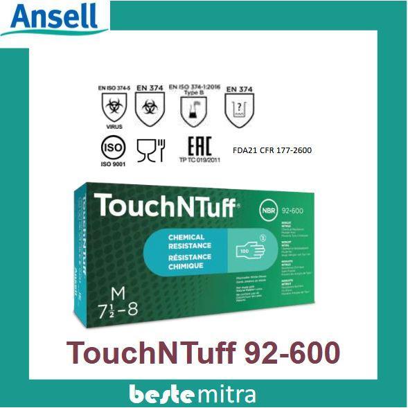 ANSELL 92-600 TOUCHNTUFF NITRILE SARUNG TANGAN NITRILE SAFETY GLOVE