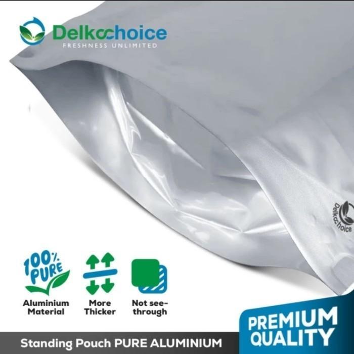 STANDING POUCH PURE ALUMUNIUM FOIL SILVER PREMIUM 12X20