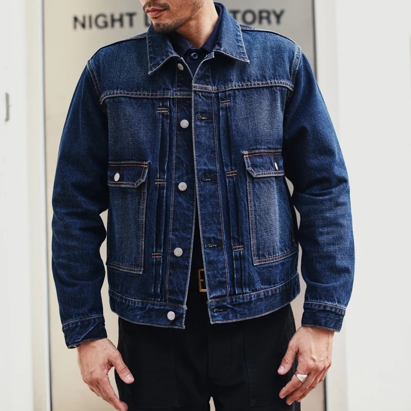 - Sauce Zhan Mans Jacket Selvedge Denim Jacket For Spring And Autumn
