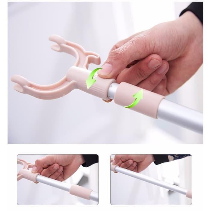 nnwk- Tongkat Panjang Jemuran Baju Pakaian Tongkat Galah Pengait Fleksible Teleskopik Untuk