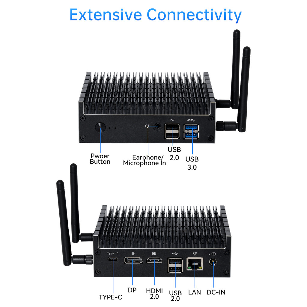 Fanless Industrial Mini Pc Computer Intel Pentium 5405U Ddr4 M.2 Nvme