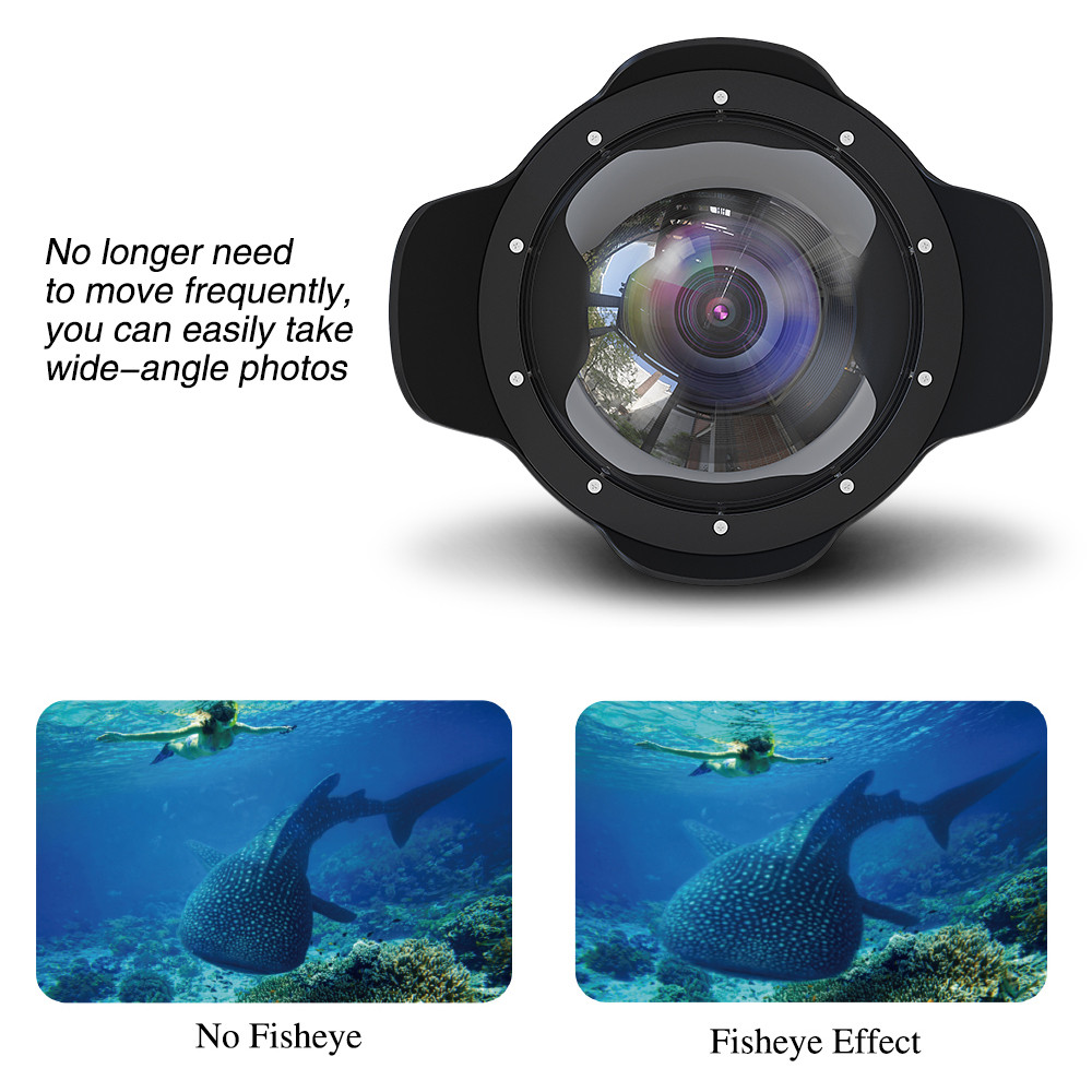 Underwater 40M Photography Anti-Reflective Wide Angle Fisheye Lens