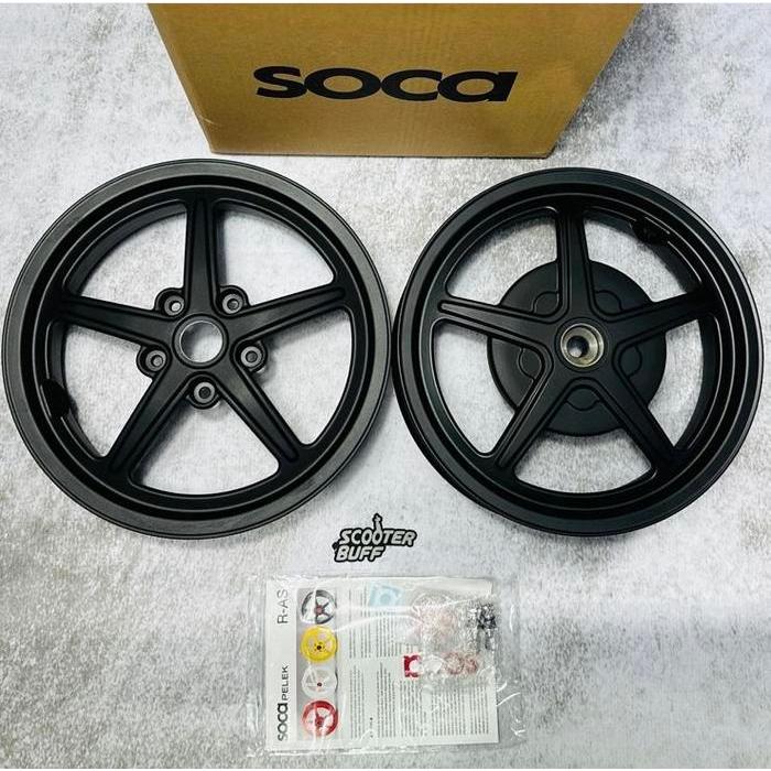 Velg SOCA R-AS Front & Rear Black Ring 12 Vespa Sprint Primavera S LX GTS