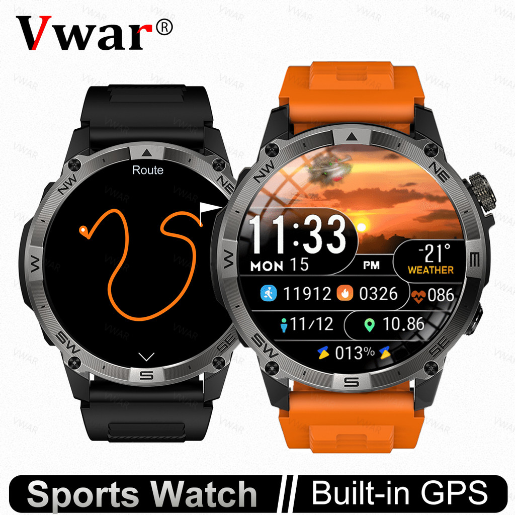Vwar Ace Gps Smart Watch For Men Smartwatch Compass Altimeter Barometric 5Atm Ip69K Waterproof