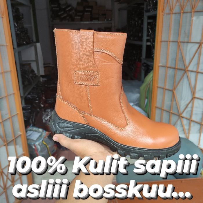 Sepatu Safety Kings Kulit Sapi Asli kwd 805 Shoes Besi Pria Boots sepatu kings safety
