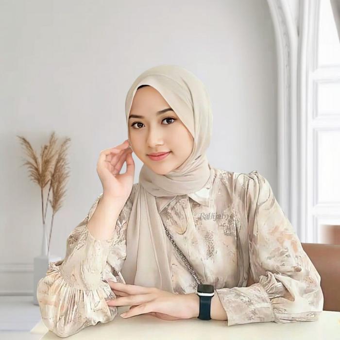 [Voucher] Kerudung Pashmina Ceruty Babydoll Polos Hijab Syal Muslim Wanita Burgundy Hitam Instan