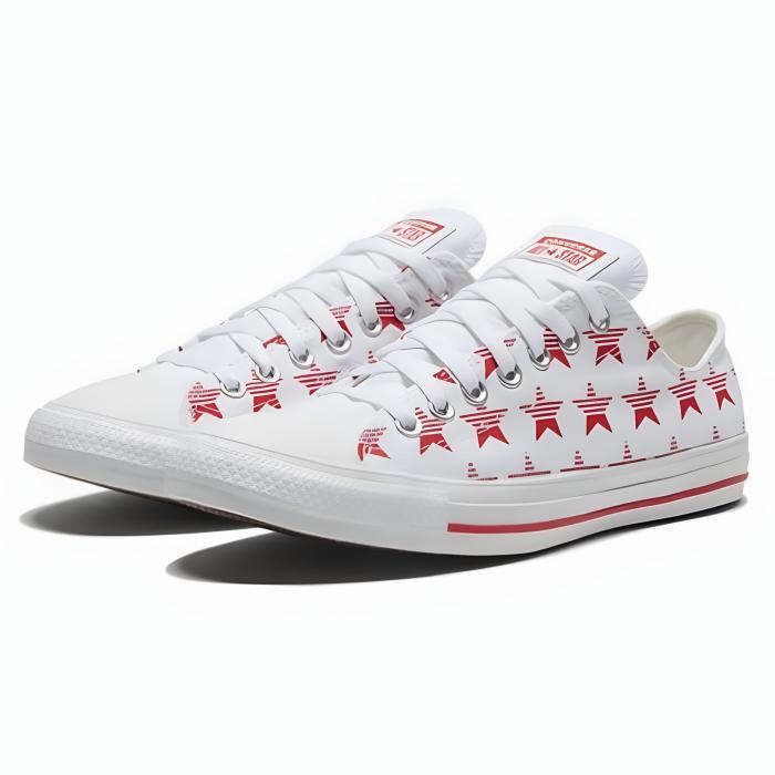 Sepatu Sneakers Wanita Converse Ct As Ox Star Print White Red 168809C