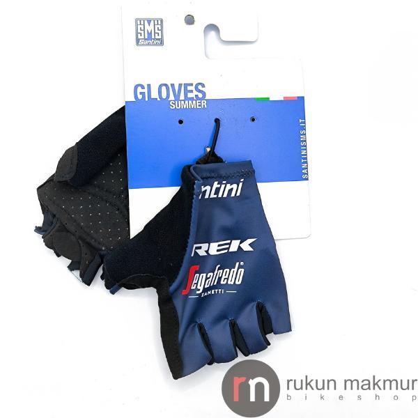Santini Men Road Cycling Gloves Team Trek Segafredo Blue - Glove Sarung Tangan Sepeda Balap Roadbike