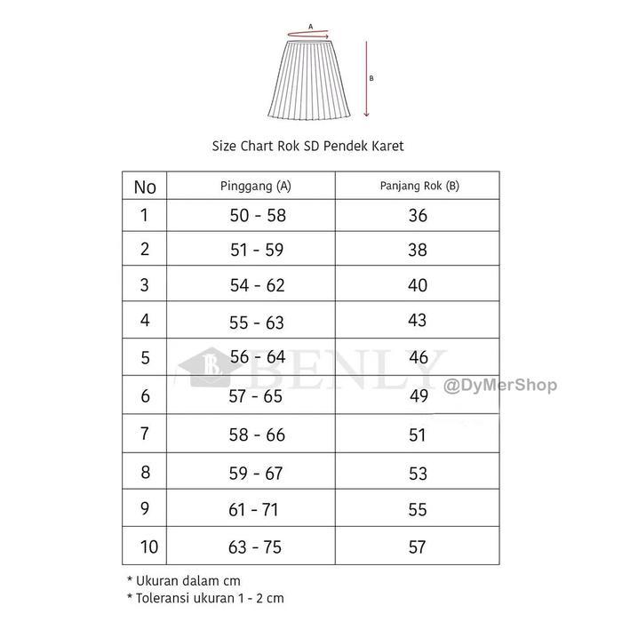 New- BENLY Rok SD Pendek / Seragam Sekolah / Rok Sekolah