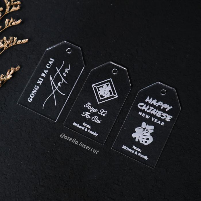 Custom Hang Tag Imlek Akrilik Gantungan CNY Hampers Tag Hampers Sincia