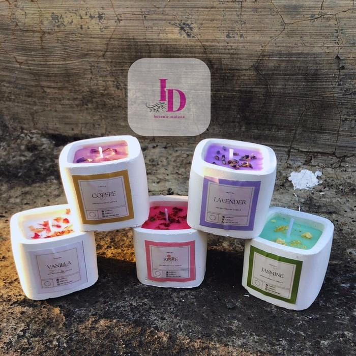 New- Lilin Aromaterapi Segi 4 +Box Hampers & Kartu ucapan Hampers Sovenir aromaterapi