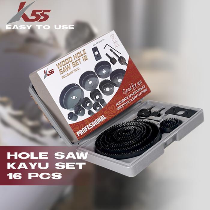 Tekiro Tools - K55 Mata Bor Set Kayu Pvc Baja Ringan 16Pcs 19-127Mm Wood Hole Saw
