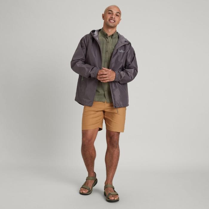 KATHMANDU POCKET IT MEN'S RAIN JACKET - LIGHT QUARTZ